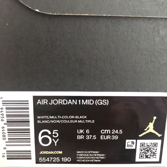 🖤💛NIKE AIR JORDAN 1 MID GS SNEAKERS💛🖤 - Picture 12 of 13